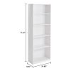 5-Shelf Bookcase with Adjustable Shelves, White